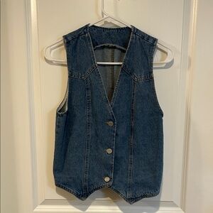 Dark Blue Denim Button Front Vest